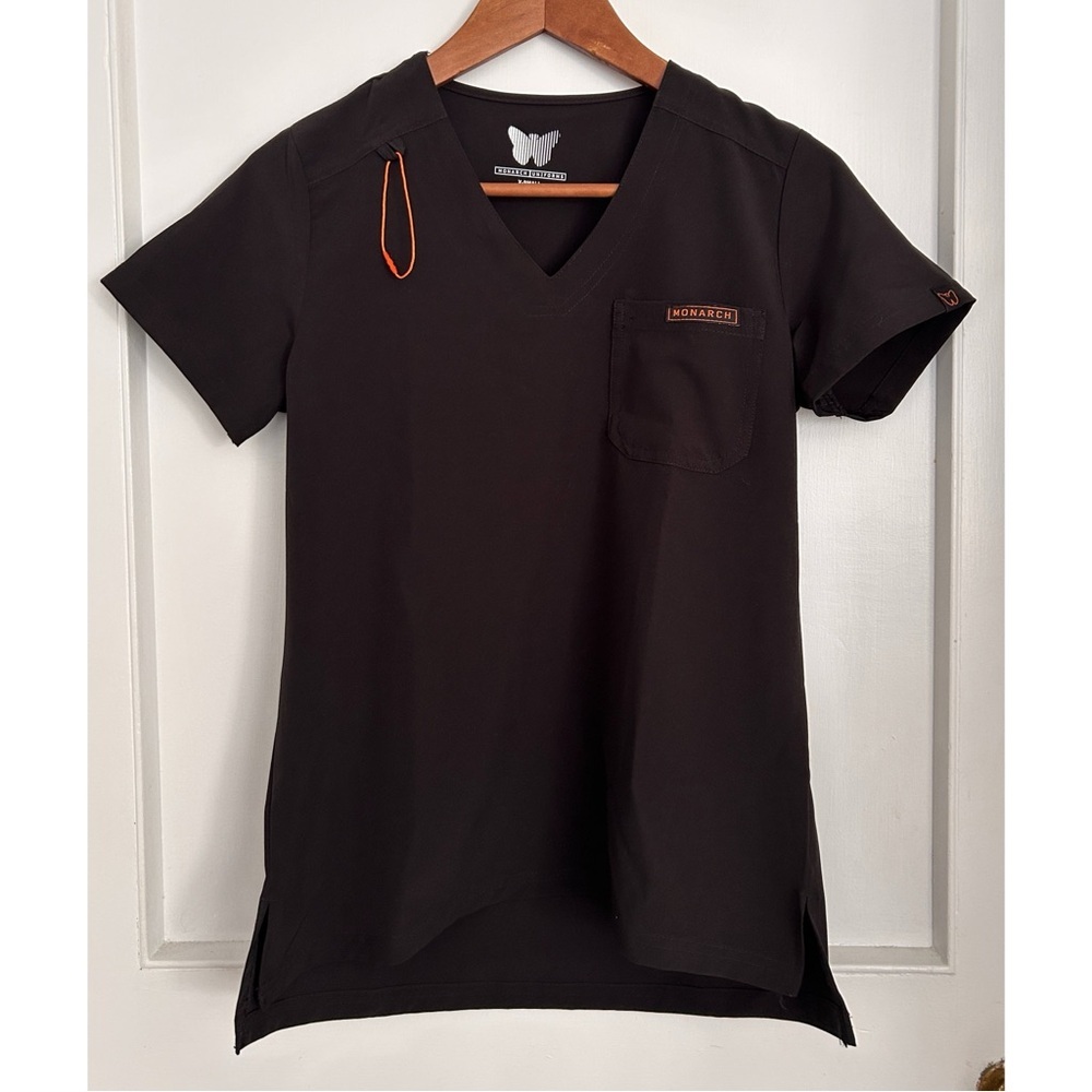 BNWOT Monarch Scrub Top in Black with Orange Detailing Size XS
